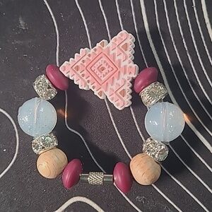 Pink Tree Cup Charm And Matching Key Chain- Pink and White